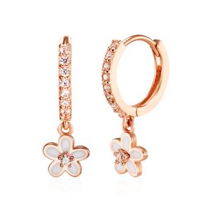 [비앤비골드] 14K 블루메 화이트 데이지 큐빅 원터치 귀걸이 한쌍 MNE41011