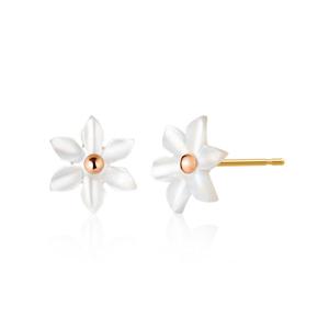 [비앤비골드] 14K 블루메 플라워 수선화 자개 침귀걸이 한쌍 PNE41004