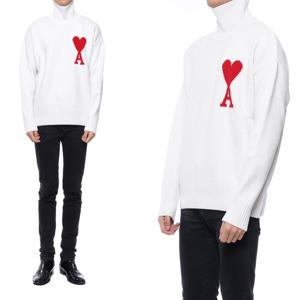 [아미] 21FW 남성 하트 로고 터틀넥 니트 (H21K203_018_100_M_21F)