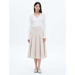 (115327BY2A) [에잇세컨즈] 코튼 롱 플리츠 스커트  베이지