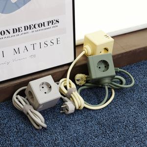 [어썸] 사각20 4000W 대용량 3구 1.8M 멀티탭 C타입 고용량 멀티콘센트 - 그린/옐로우/그레이