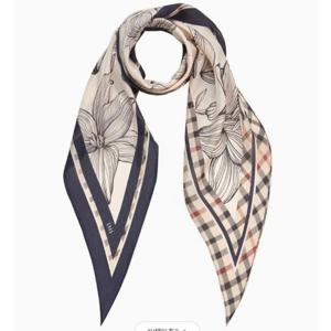 [닥스] 네이비 체크플라워 마름모 실크스카프 DCSC2F351N2