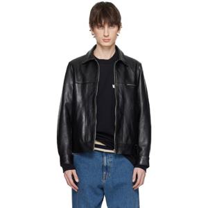 25 FW 와코마리아 남성 블랙 그레인 가죽 재킷 252948M181002