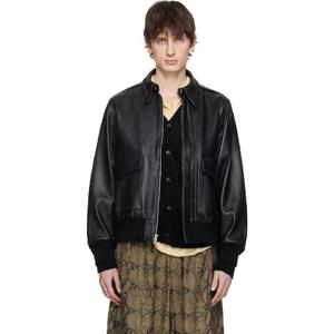 25 FW 와코마리아 남성 블랙 A 2 플라이트 가죽 재킷 252948M181000