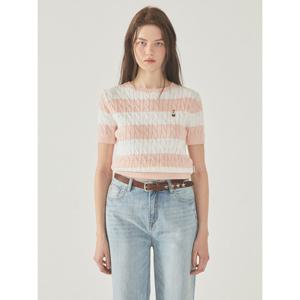 [후아유]여성 Steve Round neck Melange Cable Sweater WHKAF2401F