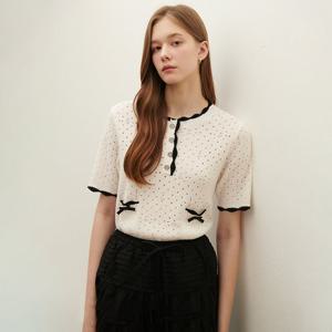 [SATIN] 펀칭 반팔 니트 O252T905