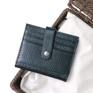 여자 천연 소가죽 지갑 카드 지폐 학생 직장 -네이비