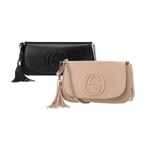 GUCCI 소호 레더 태슬 체인 크로스백 536224_블랙/카멜 GU_C12_C15