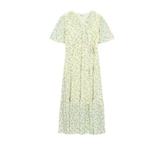 [르샵]l1f22wop100u브이넥 반팔 허리끈 쉬폰 패턴 롱 원피스