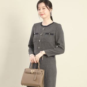 애비뉴투지 엄마옷 트위드 하객룩 봄 가을 긴팔 정장 원피스 빅사이즈 K04511