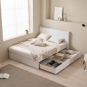 로사 빅 수납 일반헤드 킹사이즈 서랍 침대 프레임 K (일반서랍-조명X)