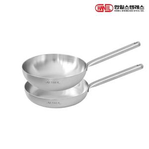 한일스텐레스 에테르 인덕션 통5중 무연마제 304스텐 후라이팬세트 2종A 후24+웍24