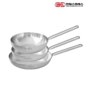 한일스텐레스 에테르 인덕션 통5중 무연마제 304스텐 후라이팬세트 3종A 후24+28+웍24