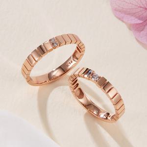 [비앤비골드] 14K 사각 스퀘어 큐빅 커플링 반지 세트 RCS41070