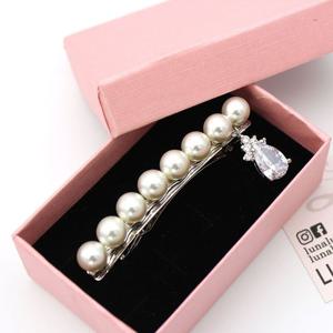 진주 지르코니아 일자 헤어핀 자동핀