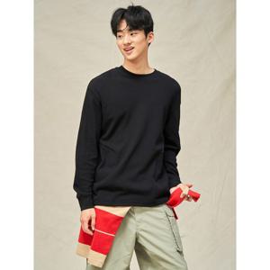 [빈폴멘] [BEANPOLEKNAP] 와플 라운드티  블랙 (BC5341N045)