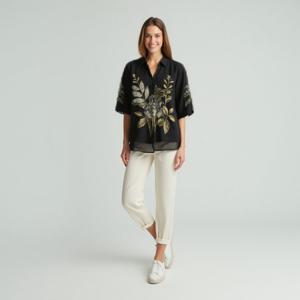 [파올라]25년 봄 여름 중년 여성 구김없고 시원한 쉬퐁 셔츠  A252BL6300