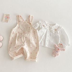 [조이멀티]단품하트꽃 여아동 자수블라우스 멜빵바지 2종 205717