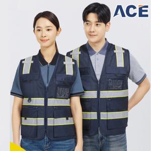 에이스 춘추 여름 조끼 망사 작업복 반사띠 ACE-V770