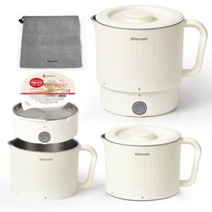 위즈웰 올스테인리스 접이식 라면포트 여행용 캠핑용 전기포트 WK3710