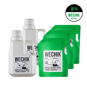 위칙 소독 섬유유연제 리필 1.7L 3개+9중효소 EM Plus 세탁세제 1.5L 2개