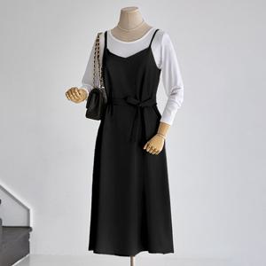 [커스텀에이블] [SET] 홑겹 루즈핏자켓 슬리브리스원피스 셋업_T2504SE602B