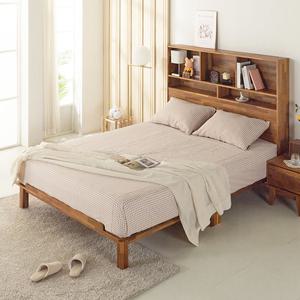 [착불] 큐엔 멀바우원목 책장형헤드 침대프레임S