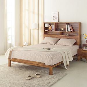 [착불] 큐엔 멀바우원목 책장형헤드 침대프레임SS