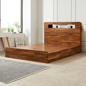 [착불] 캘리 멀바우원목 수납형 LED조명 침대프레임SS