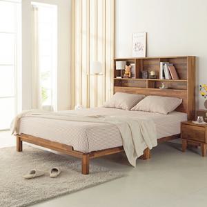 [착불] 큐엔 멀바우원목 책장형헤드 침대프레임Q