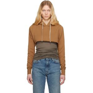 25 FW 릭오웬스 여성 오렌지 할리우드 크롭 후드티 251126F097008