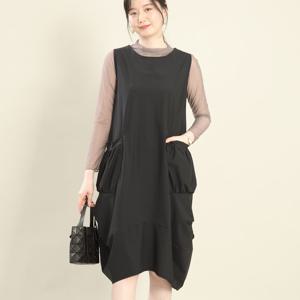 애비뉴투지 엄마옷 옆주름 벌룬 볼륨 봄 여름 가오리 롱 조끼 원피스 K04550