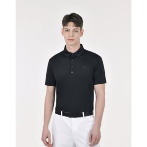 헤지스골프  (HUTS5B301BK)  25SS 블랙 남성 에센셜 백피케 반팔 카라티