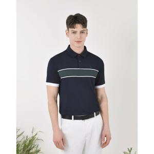 헤지스골프  (HUTS5B316N3)  25SS 네이비 남성 보더 선염 반팔 카라티