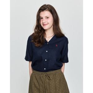 헤지스 여성  린넨 반소매셔츠 네이비 HSSH5BC44N2