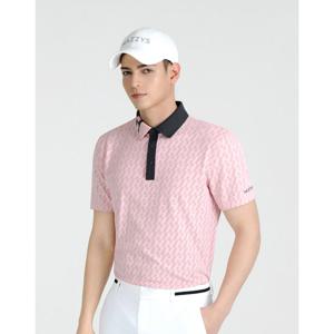 헤지스 골프 25SS 핑크 남성 매쉬 자카드 반팔 카라티 HUTS5B352P2