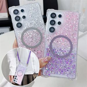 갤럭시S22 울트라 맥세이프 바디 스트랩 투톤글리터 범퍼 케이스