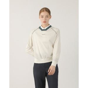 헤지스 골프 여성 25SS 크림 남녀공용 우븐 맨투맨 HWTS5A212CR