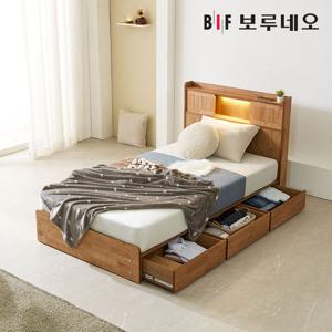 보루네오하우스 프라임 티엔 LED 원목 수납 침대 프레임 SS