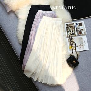 ATMARK 새틴플레어드레이프밴딩스커트_AA51SK029G