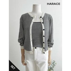 [헤레이스]레이블 줄나시 세트 가디건_YMSH25SS420