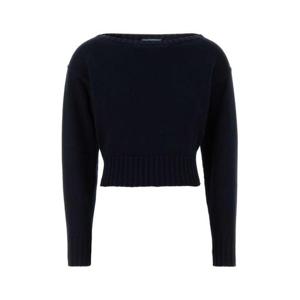 프라다 여성 네이비 Midnight 면 크롭 니트 P24M2PSOOO16O0 F0008