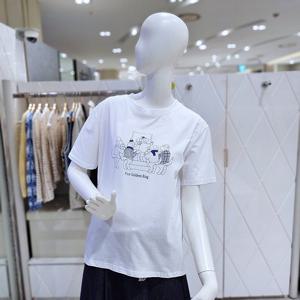 [밸리걸] 프린트 스판 반팔 티셔츠 812870