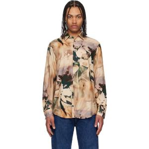 25 FW 폴스미스 남성 베이지 비스코스 페인트 포토그래프 프린트 셔츠 251260M192031