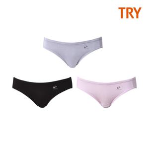 [트라이] 여성 미디 면 스판 팬티 3매입 J01