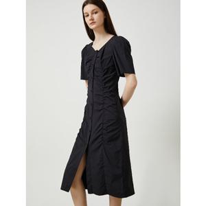 [CC콜렉트] C252MSE135 셔링 버튼업 롱원피스