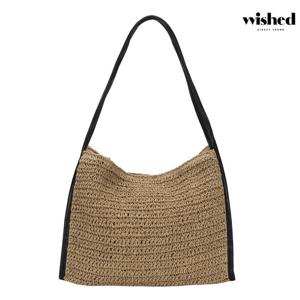 [위시드]라인 배색 라탄 숄더백 (WICBBG004)