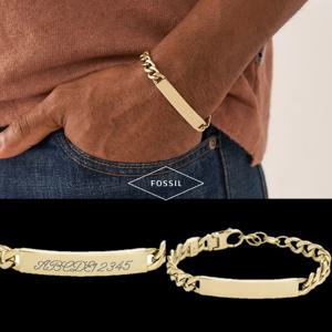 파슬 Fossil JF04465710 남자 여자 각인이 가능한 Drew 골드톤 체인 팔찌