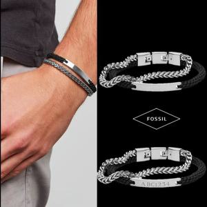 파슬 Fossil JF03325040 남자 여자 각인이 가능한 더블 스탠드 팔찌