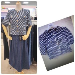 오프리미츠 HC26 력셔리 페미닌룩 어깨뽕 트렌드한플라원패턴반팔크롭데님트위드엣지재킷 B25JK2502